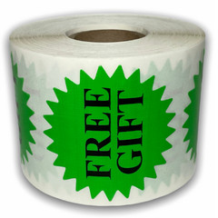 Green Free Gift Sticker 2″ Starburst Thank You Appreciation Labels (1) RL 500 EA