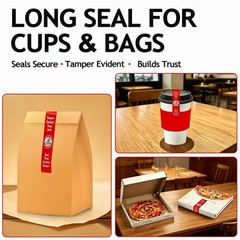 500 Pcs Tamper Proof Stickers 1.5″x6″ – Food Seal Labels for Pizza, Coffee, Take
