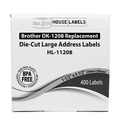 Non-OEM Fits BROTHER DK-1208 Labels (1-1/2″ x 3-1/2″) – (10) Rolls of 400