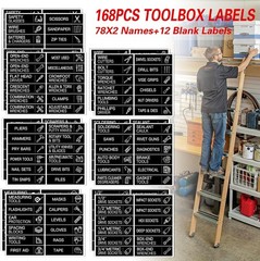 Tool Box Label Stickers 168 Pcs Drawer Organization for Tool Chest Drawers Black