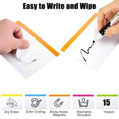 15-Pack 4″x6″ Magnetic Dry Erase Labels – Large Reusable Whiteboard Sheets fo…