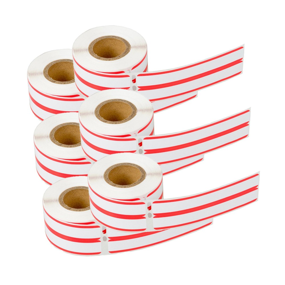6Rolls 9/16″ x 3 7/16″ Red Stripe 2-Up File Folder Labels 30276 For DYMO LW 320