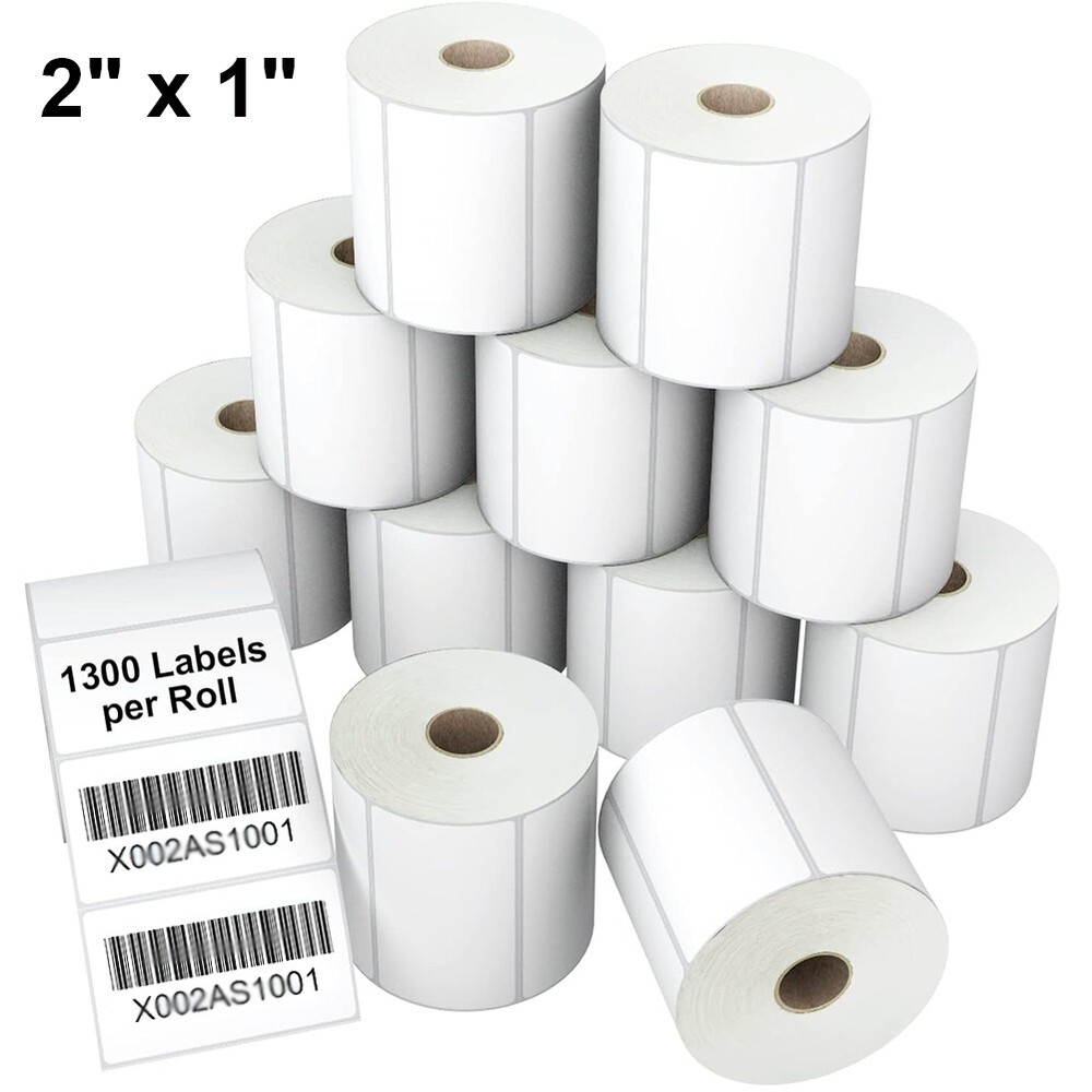 2″x1″ Direct Thermal Barcode FBA SKU Labels1300/Roll for Rollo & Zebra Printer