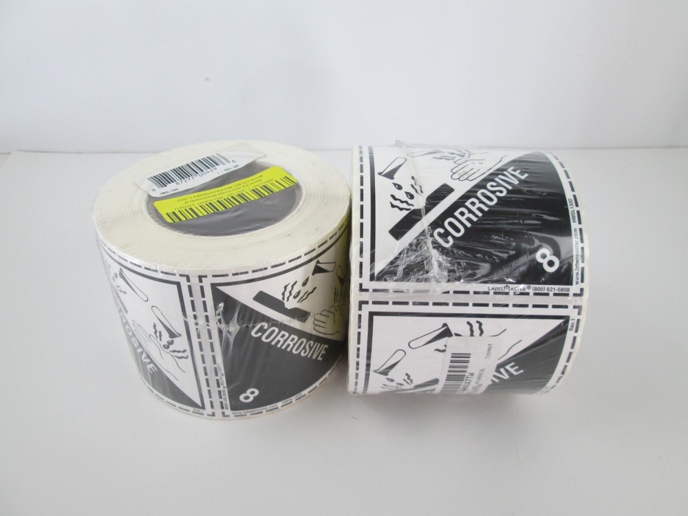 Lot of 2 Tape Logic Labels COROSIVE 4″ x 4″ Black/White 500/Roll