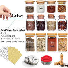 278 Pcs Clear Spice Labels Stickers Preprinted,Small-Stickable -Removable,139 Bl
