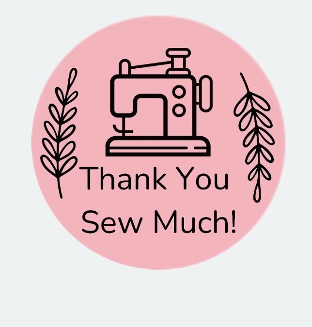 30 2inch Round Pink Thank You Sew Much! Sticker Labels