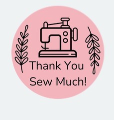 30 2inch Round Pink Thank You Sew Much! Sticker Labels