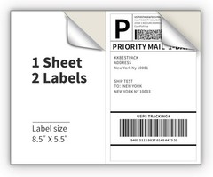 200 White Shipping Labels in Half Sheet Design – Perfect for All Printing Needs