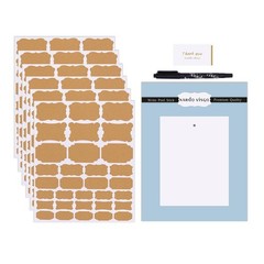 Self-Adhesive Natural Brown Kraft Bottle Labels – 192pcs Removable Stickers for