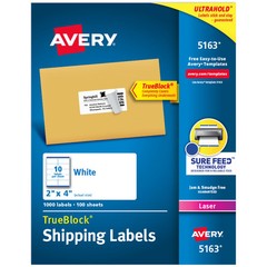 1000 Pack 2×4 Inch Shipping Labels White