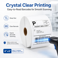 4×6 (102 mm x 152 mm) Shipping Labels 500 Labels/Roll Perforated for Zebra 3Roll