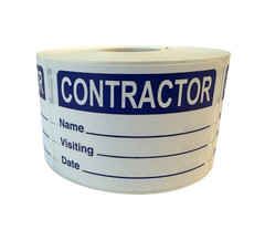 2×3 CONTRACTOR Labels -Peel & Stick Name Visiting Visitor Stickers 1 Roll of 500