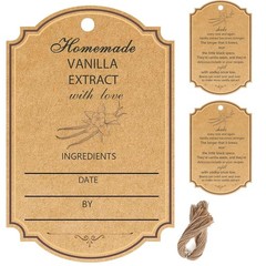 100 Pcs Kraft Homemade Vanilla Extract Stickers 2.2 * 1.5 Inch Vanilla Instru…