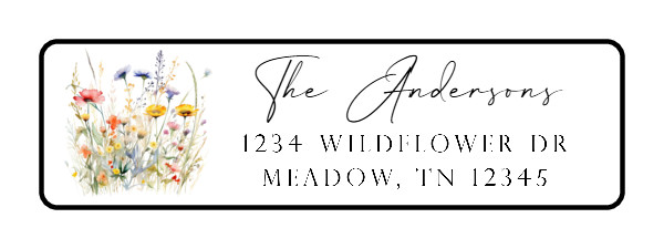 400 Wildflowers Personalized Return Address Labels. 1/2 inch by 1 3/4 inch