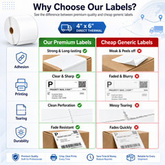 4″ x 6″ (102 mm x 152 mm) Shipping Labels Compatible with Zebra & Rollo 5 Roll