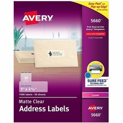 Avery Easy Peel Address Label – 1″ Width X 2.62″ Length 1500 lables #5660