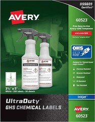 UltraDuty(R) GHS Chemical Labels-Pigment-Based Inkjet 3.5x5in White 200/BX – 1EA