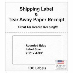 100 Half Sheet Shipping Labels w/ Tear-Off Receipt | PayPal eBay Click-N-Ship