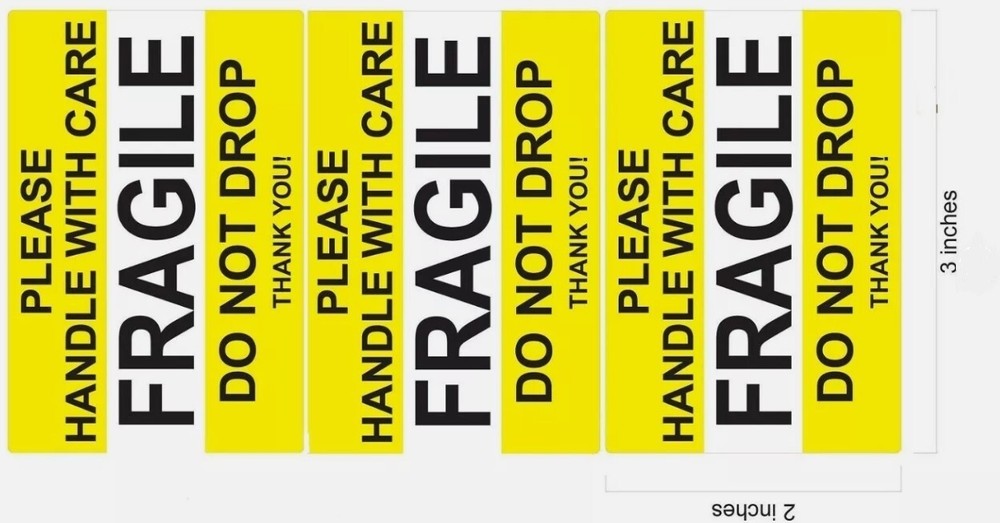50 FRAGILE STICKER 2″ x 3″ FRAGILE DO NOT DROP Stickers Waterproof 50 Pcs
