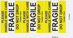 50 FRAGILE STICKER 2″ x 3″ FRAGILE DO NOT DROP Stickers Waterproof 50 Pcs