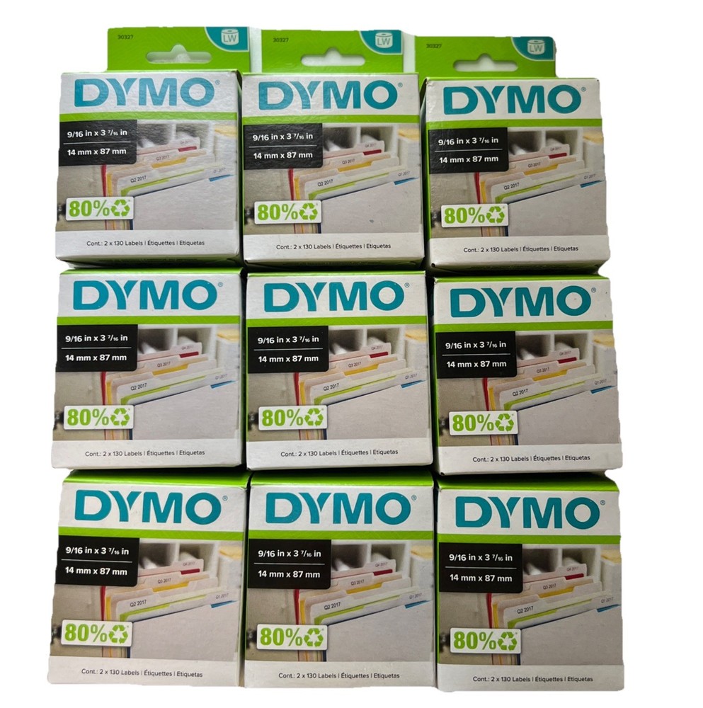 Dymo Label Writer File Folder Labels 30327 Lot Of 9 Packs 9/16” X 3 7/16” New