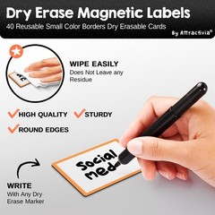 Dry Erase Magnetic Labels 2.8 x 1.8 in, with Color Borders, Small Dry Erase Magn