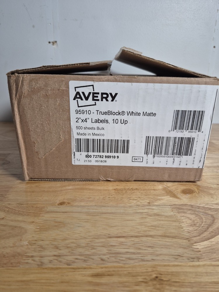 Avery Shipping Labels TrueBlock Technology Inkjet/Laser 2×4 White 5000 Labels