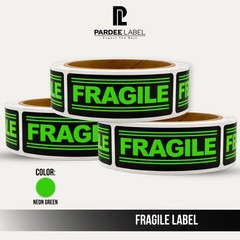 Fragile Stickers Neon Green 1×3 Shipping Warning Labels 250/Roll
