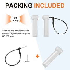 50Pcs Hard Tags AM 58kHz Tag 2.4″Length with Pins Lanyards, Light Gray