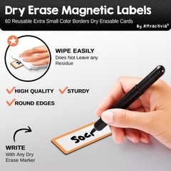 Dry Erase Magnetic Labels 2.8 x 1.2 in, Color Borders, Dry Erase Magnets, 60-…
