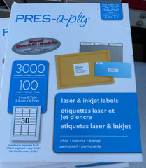 Lot of 5 – Pres-A-Ply Laser Address Labels 1 x 2-5/8, White 3000/Box 15000 Total