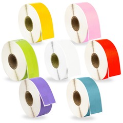 DYMO 30252 – 7 Rolls – 1 ea. YELLOW PINK GREEN WHITE RED LAVENDER BLUE