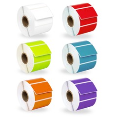 ZEBRA 2.25×1.25 COLOR Labels – 6 Rolls – WHITE RED GREEN BLUE ORANGE LAVENDER