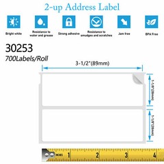 3ROLLS 700 2-up Address Label 1-1/8″ x 3-1/2″ for Dymo 30253 LabelWriter 450 Duo