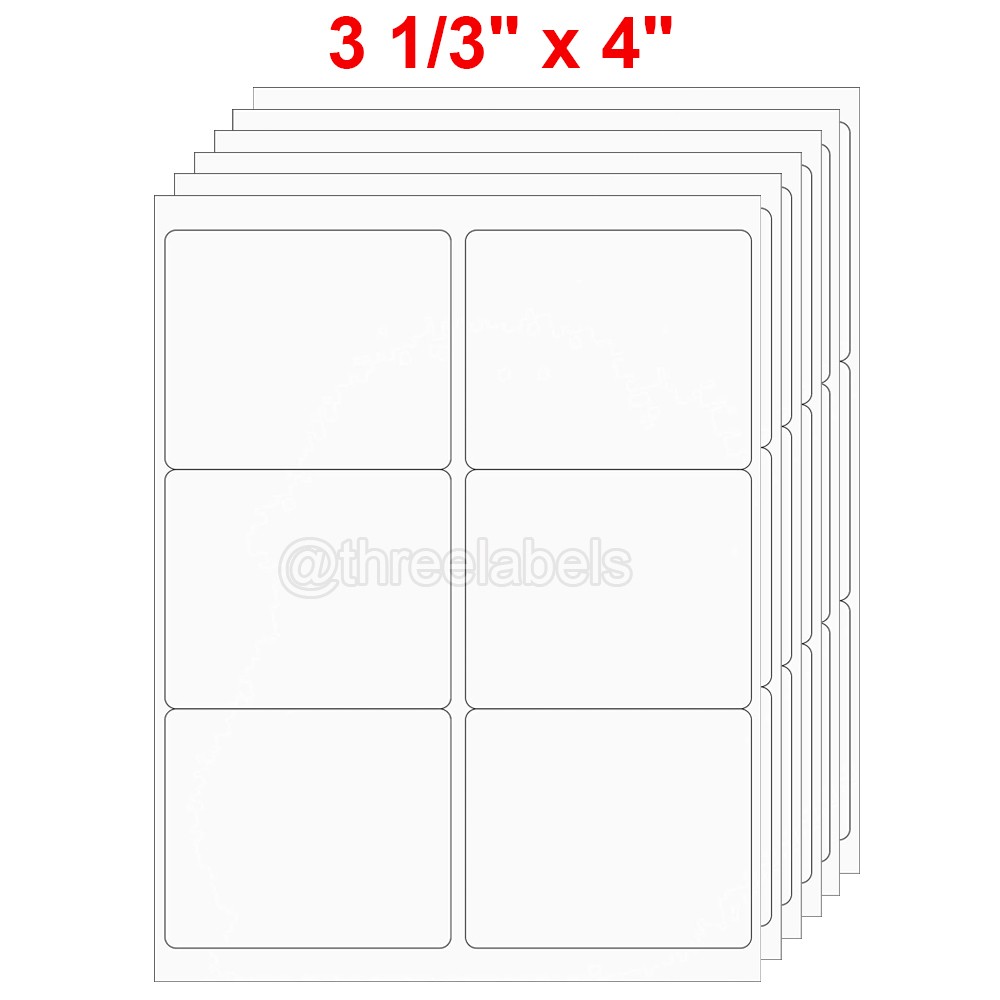 3000 Shipping Labels 3-1/3″ x 4″ Mailing Address Labels 6 Per Blank Sheet 6 UP