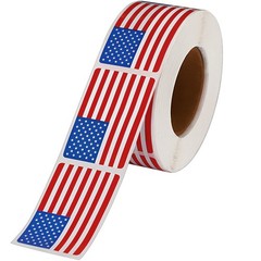 500 Pcs American Flag Sticker Roll,2 x 1.22 Inch US Flag Decal, USA Patriotic…