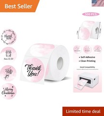Thermal Label,2 Inch Pink Watercolor Round Thermal Printer Stickers,Self-Adhe…
