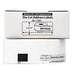 Non-OEM Fits BROTHER DK-1201 Labels (1-1/7″ x 3-1/2″) – (12) Rolls of 400