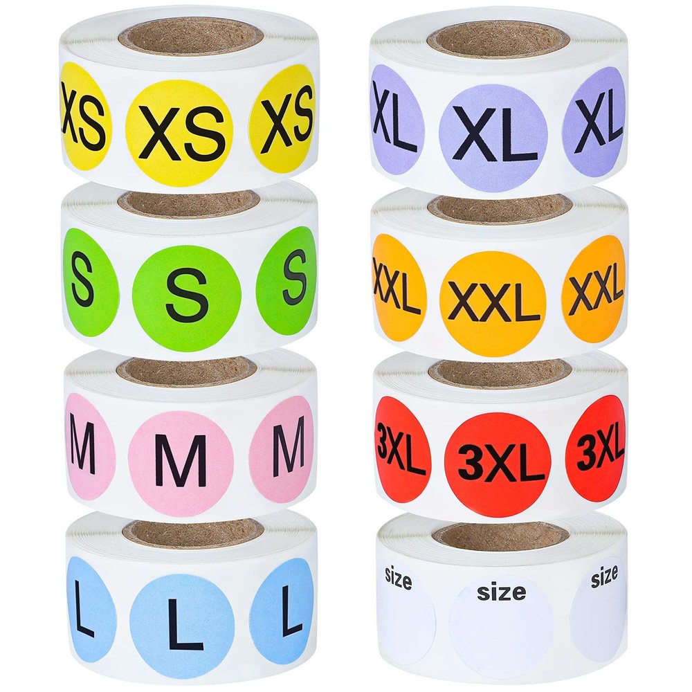 4000 Pcs Clothing Size Stickers Round Coded Labels for Clothes Retail Store
