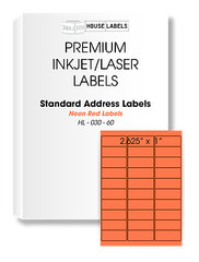 600 Sheets 18000 Labels NEON RED Fast Peel Address Mailing 1 x 2 5/8 30 UP