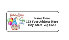 30 BIRTHDAY WISHES GNOME PERSONALIZED RETURN ADDRESS LABELS 1 in X 2.625 in