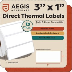 – 3″ X 1″ Direct Thermal Labels (15600 Count, 12 Rolls) – Inventory SKU Barco…
