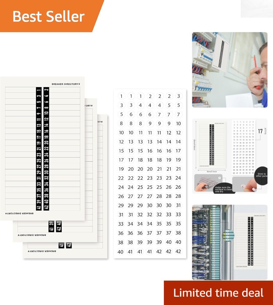 4-Piece Reusable Circuit Breaker Labels for Quick Identification & Organization
