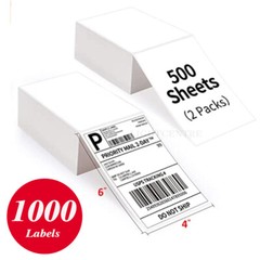 1000PCS 4×6 Fanfold Direct Thermal Shipping Labels For Zebra Rollo Printers
