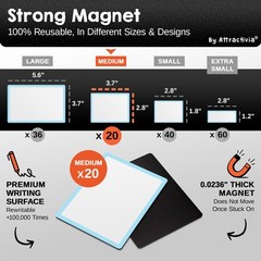 Attractivia Dry Erase Magnetic Labels 3.7 x 2.8 in, Color Borders, Medium Dry…
