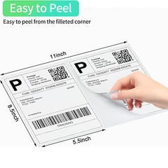 US 2000 Shipping Labels 8.5 x 5.5 Rounded Corner Self Adhesive 2 Per Sheet Blank