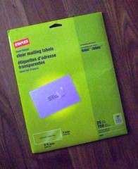 STAPLES – CLEAR MAILING ADDRESS LABELS #18088 25 SHEETS 30 PER SHEET 1 X 2 5/8