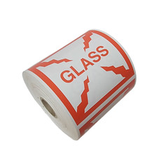 4×4 GLASS Fragile Warning Shipping Handling Stickers Labels per 4 rolls of 250