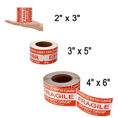 Large Fragile Stickers 4” x 6” Eyecatching Fragile Handle with Care Do No…