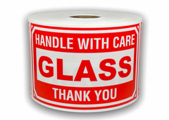 3×5 Glass Handle with Care Thank You Labels Peel & Stick 1 Roll of 500